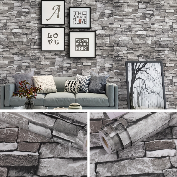 Self Adhesive Gray Brick Marble Sheet (60x200 CM)