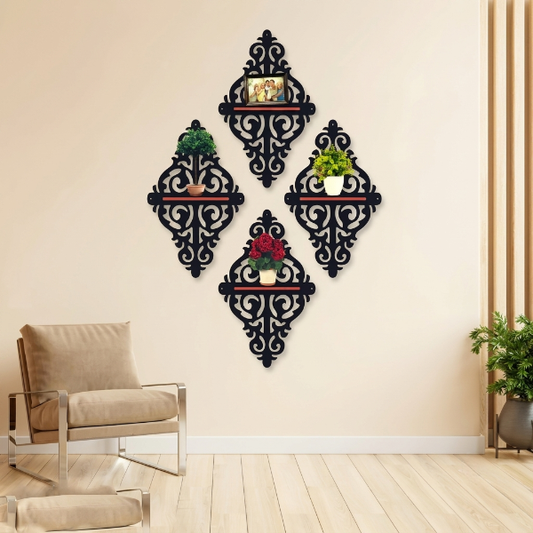 4PCs Wooden Elegant Wall Shelf