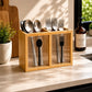 2-Section Wooden Spoon & Fork Storage Organizer