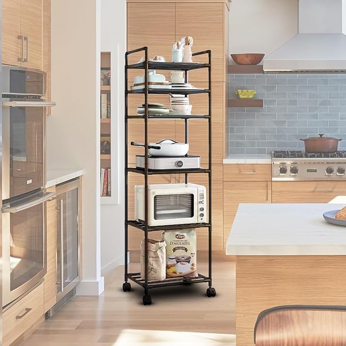 Metal 6 Tier-Rolling Cart With Wheel