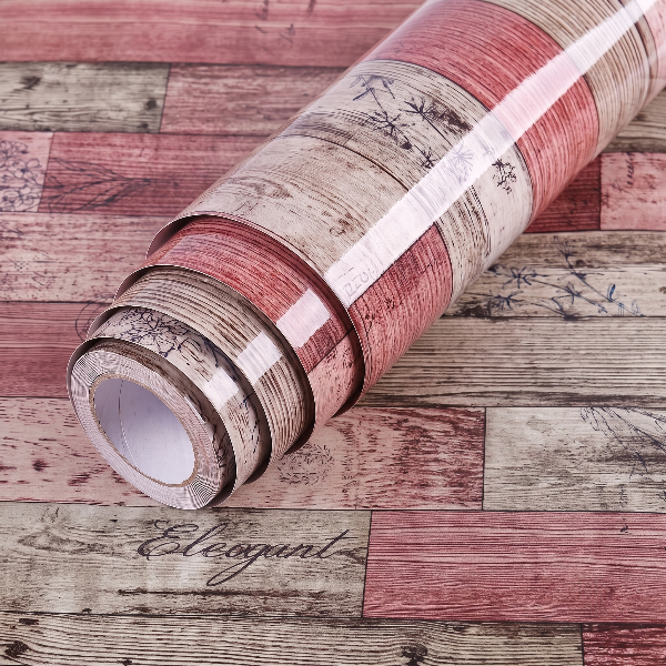 Self Adhesive Pink Floral Wood Marble Sheet (60x200 CM)