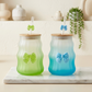 4PCs Frosted Glass Mug with Wooden Lid