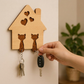 Wooden Cat House Key Holder
