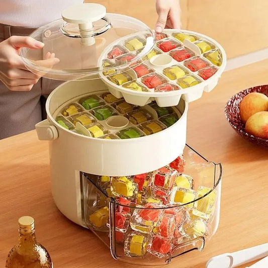Rotating Ice Tray With Lid And Bin