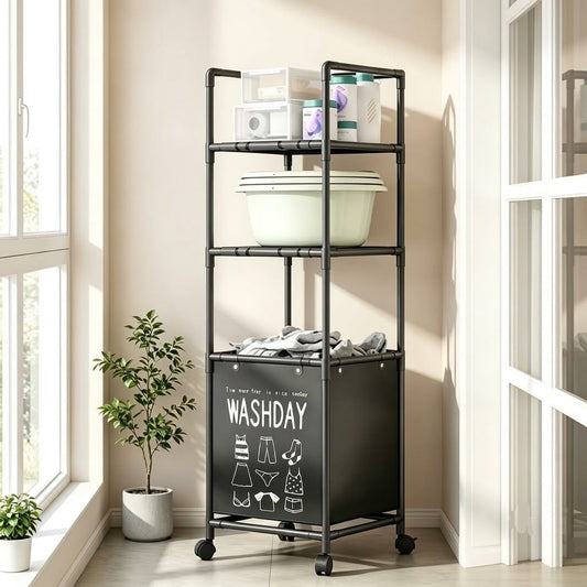 Modern 3-Section Laundry Basket with 360 Rotating Wheels