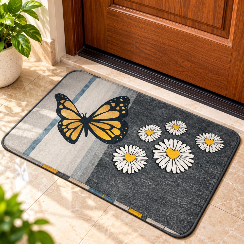 Elegant Floral Butterfly Door Mat (Random Design)