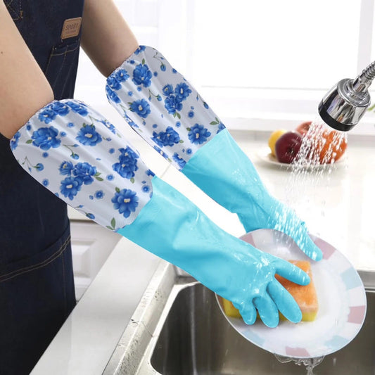 1 Pair Reusable Cleaning Gloves with Sleeve