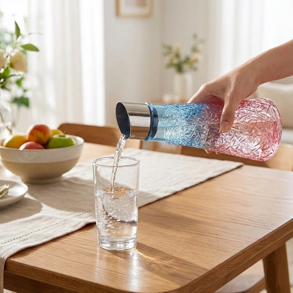 Luxury Gradient Glass Jug with Stainless Steel Lid