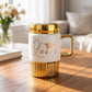 Ceramic Golden Coffee Mug with Mirror LId