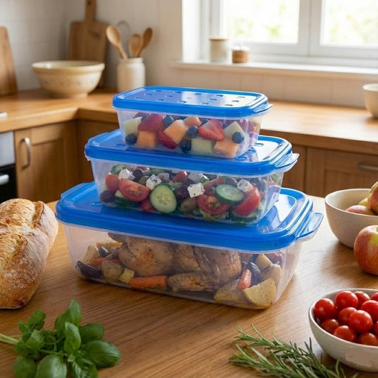 3PCs - Plastic Push-lock Food Storage Box