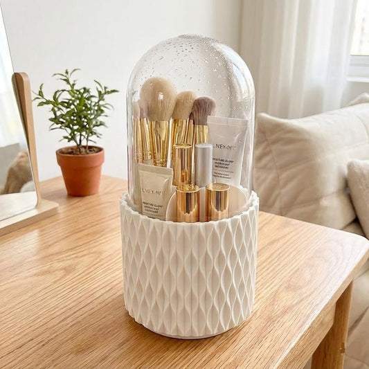 360° Rotating Makeup Brush Storage