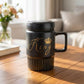 Ceramic Black Coffee Mug with Mirror LId