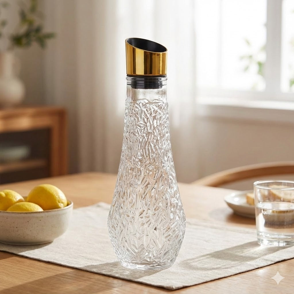 Luxury Transparent Glass Jug with Stainless Steel Lid
