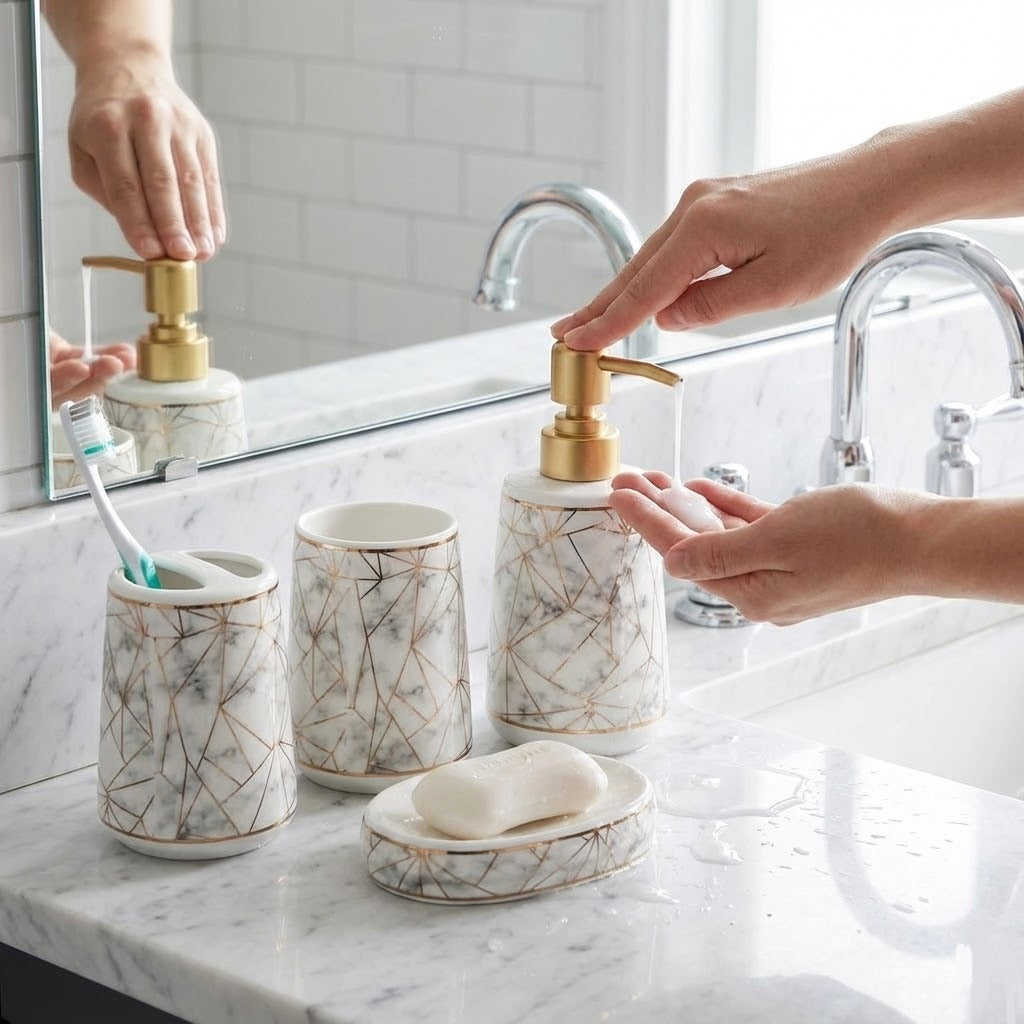 4PCs Luxury Cereamic Bathroom Accessories Set