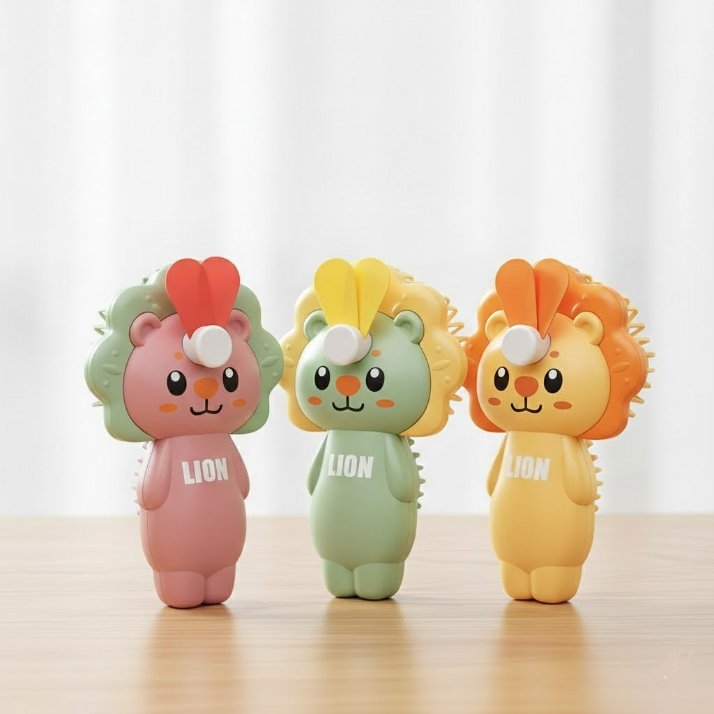 Kids Cute Mini Lion Hand Press Fan