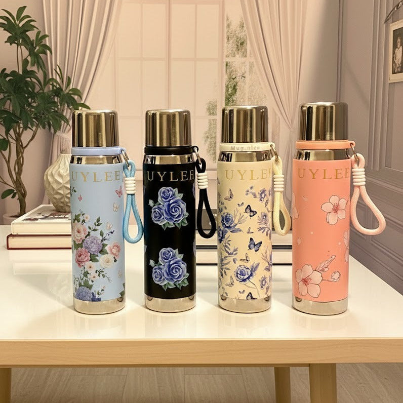 Stainless Steel Flower Printed Insulated Bottle