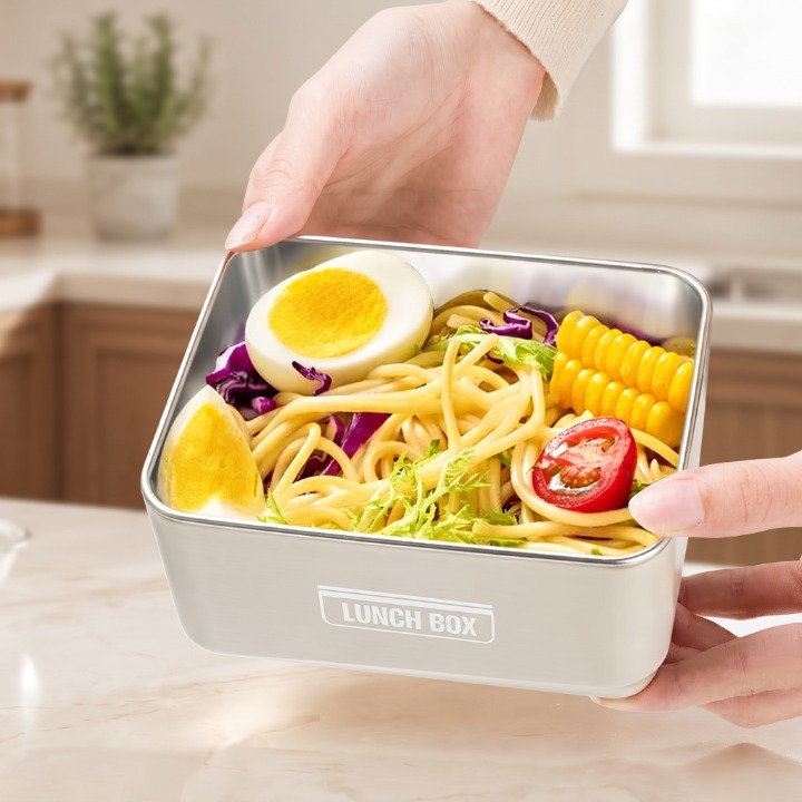 3PCs Stainless Steel Square Insulated Boxes With Thermal Bag
