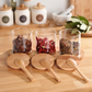 3PCs Glass Spice Jar Set with Wooden Tray