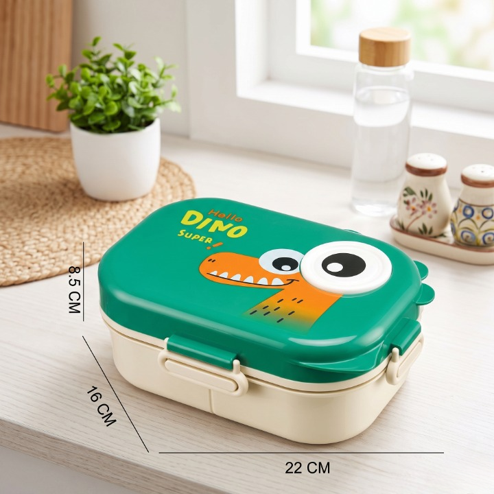 Portable Dino Cartoon Kids Lunch Box