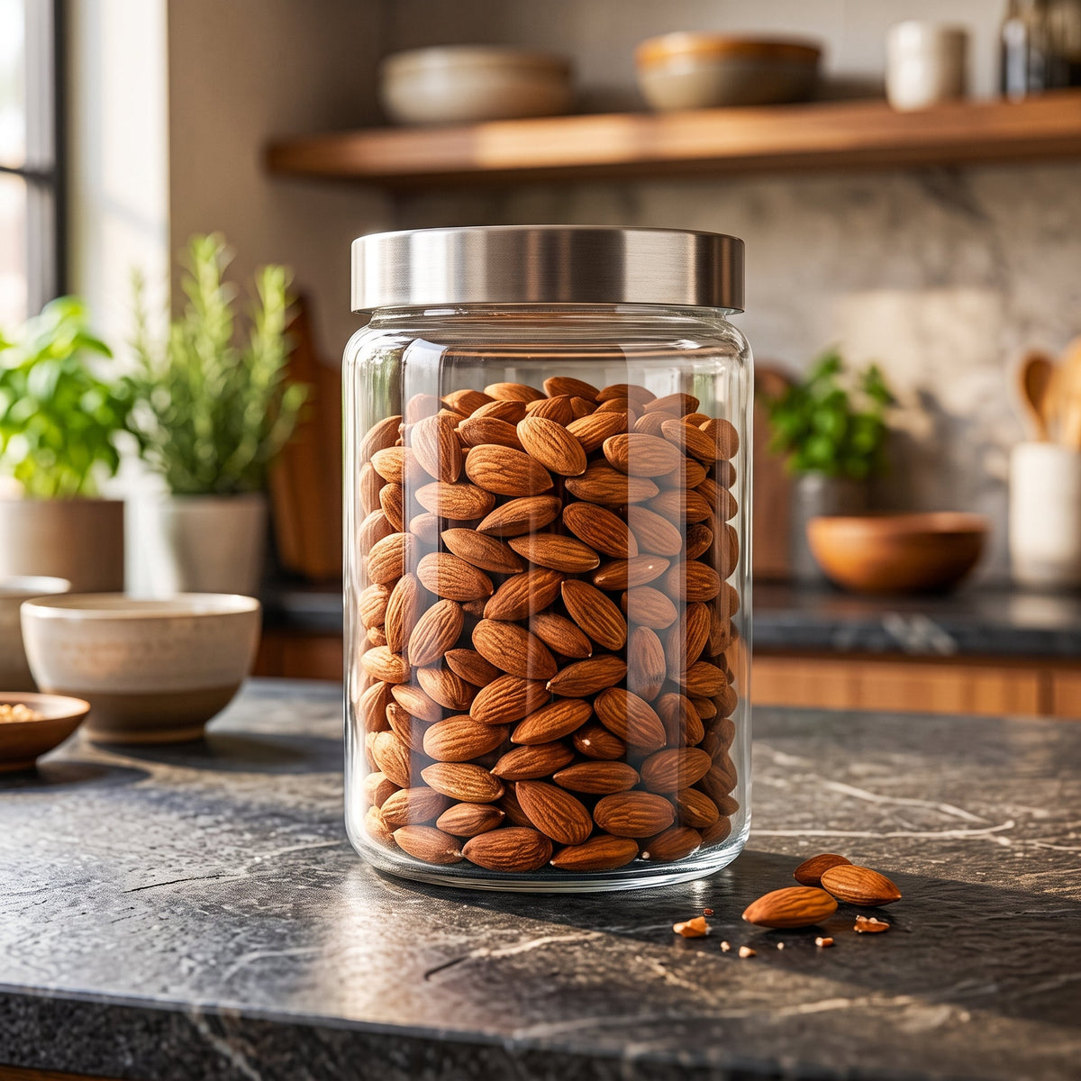 Elegant Transparent Glass Storage Jar 1.22L