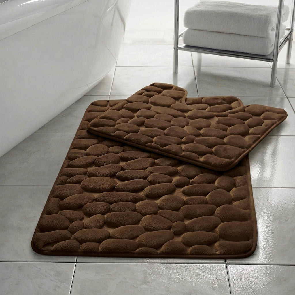 2PCs Anti-Slip Pebble Bath Mats