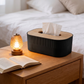 Elegant Ribbed Wooden-Top Tissue Box