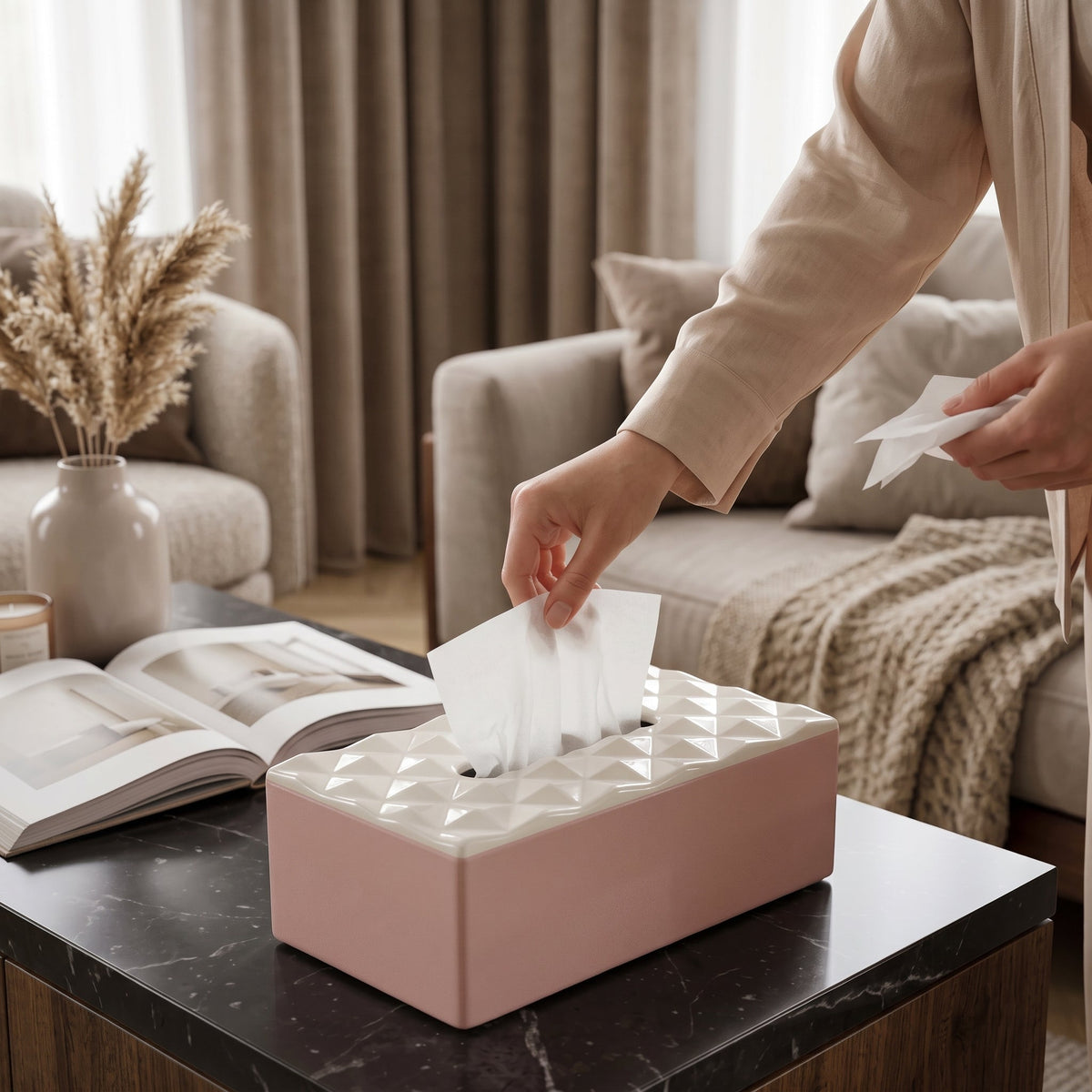 Elegant Textured Tissue Storage Box
