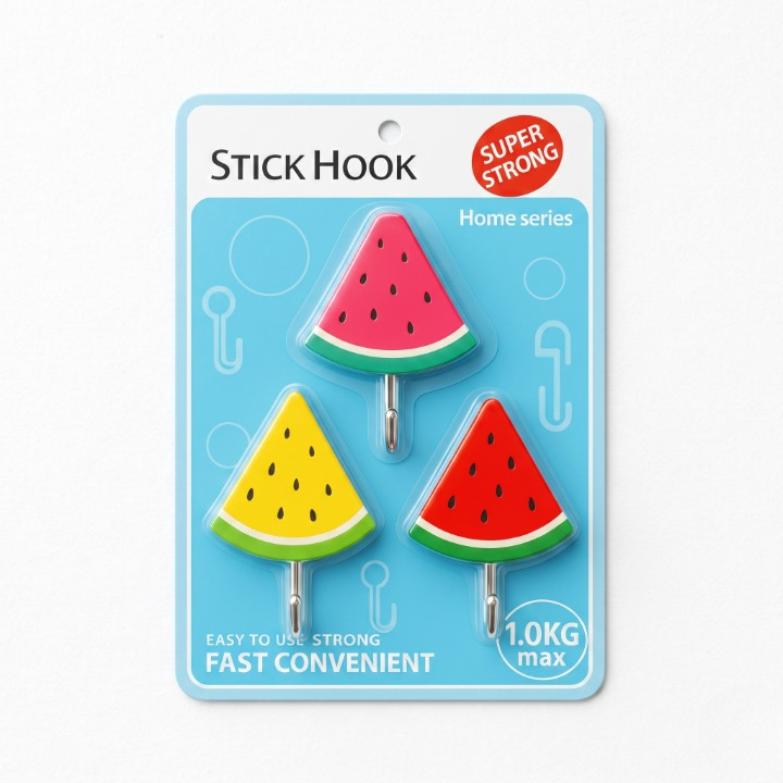 3PCs Water Melon Self Adhesive Wall Hook