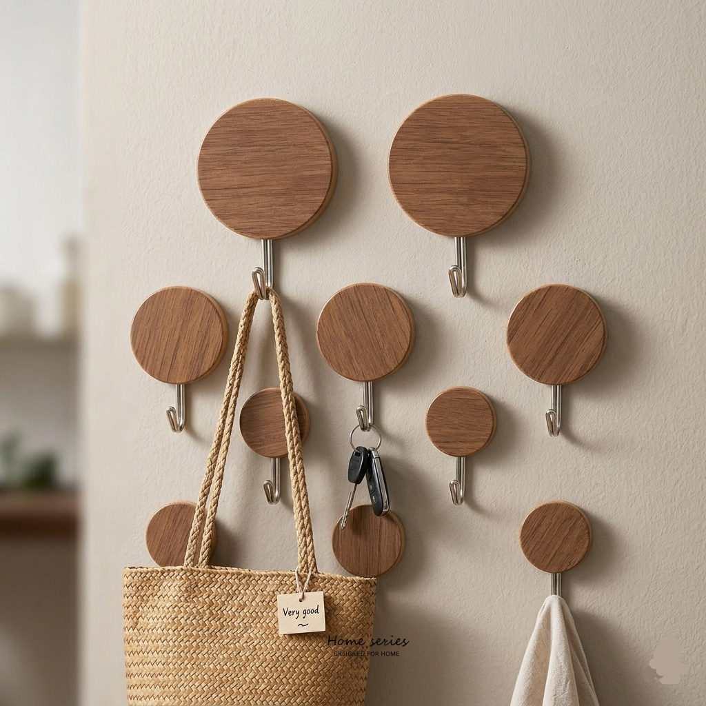 10PC Self Adhesive Wooden Hook