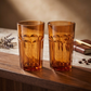 2PCs Vintage Amber Drinking Glass Set