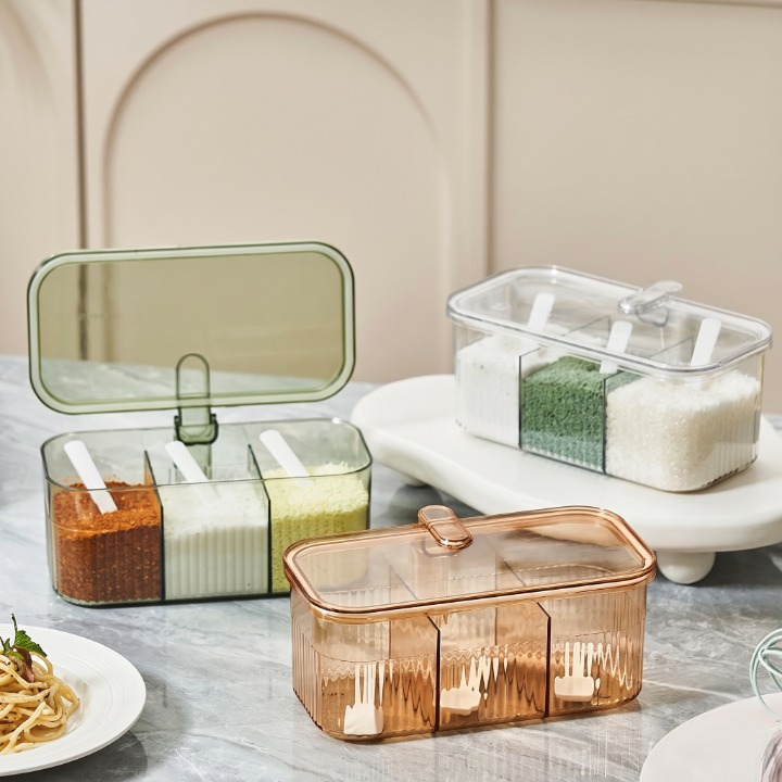 3-Section Kitchen Spice Storage Box