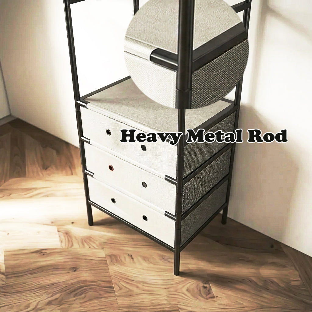 Multi tier Cloth Storage Rack With 3 Drawers