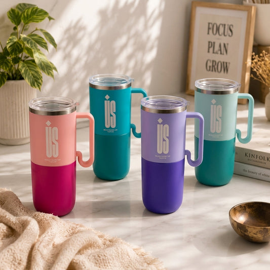Double Wall Coffee Mug With Sliding Lid 600ML