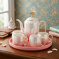 8PCs Ceramic Tea Set With 360 Rotatable Tray