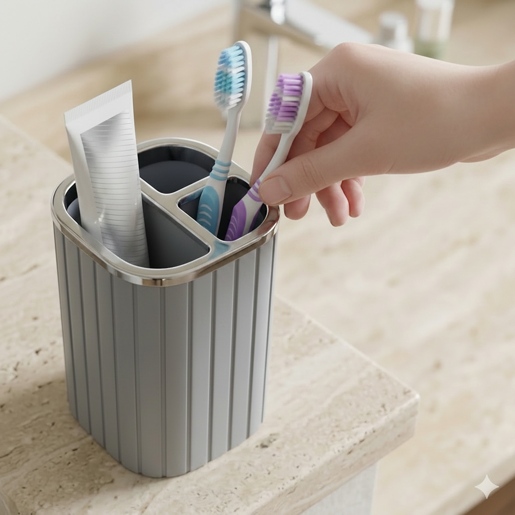 Multi-Purpose Plastic Toothpaste & Cosmetic Brush Holder