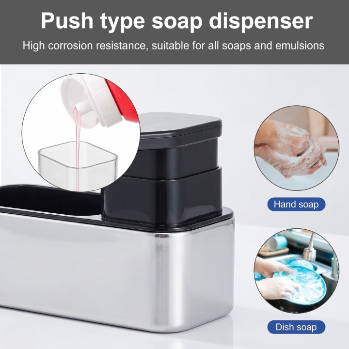 3-in-1 Stainless Steel Kitchen Soap Dispenser
