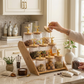 9-Jar Glass Spice Wooden Rack with Deer LId