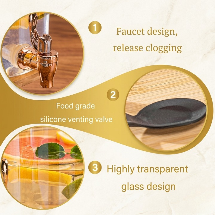 Luxury Glass Beverage Dispenser with Deer Lid