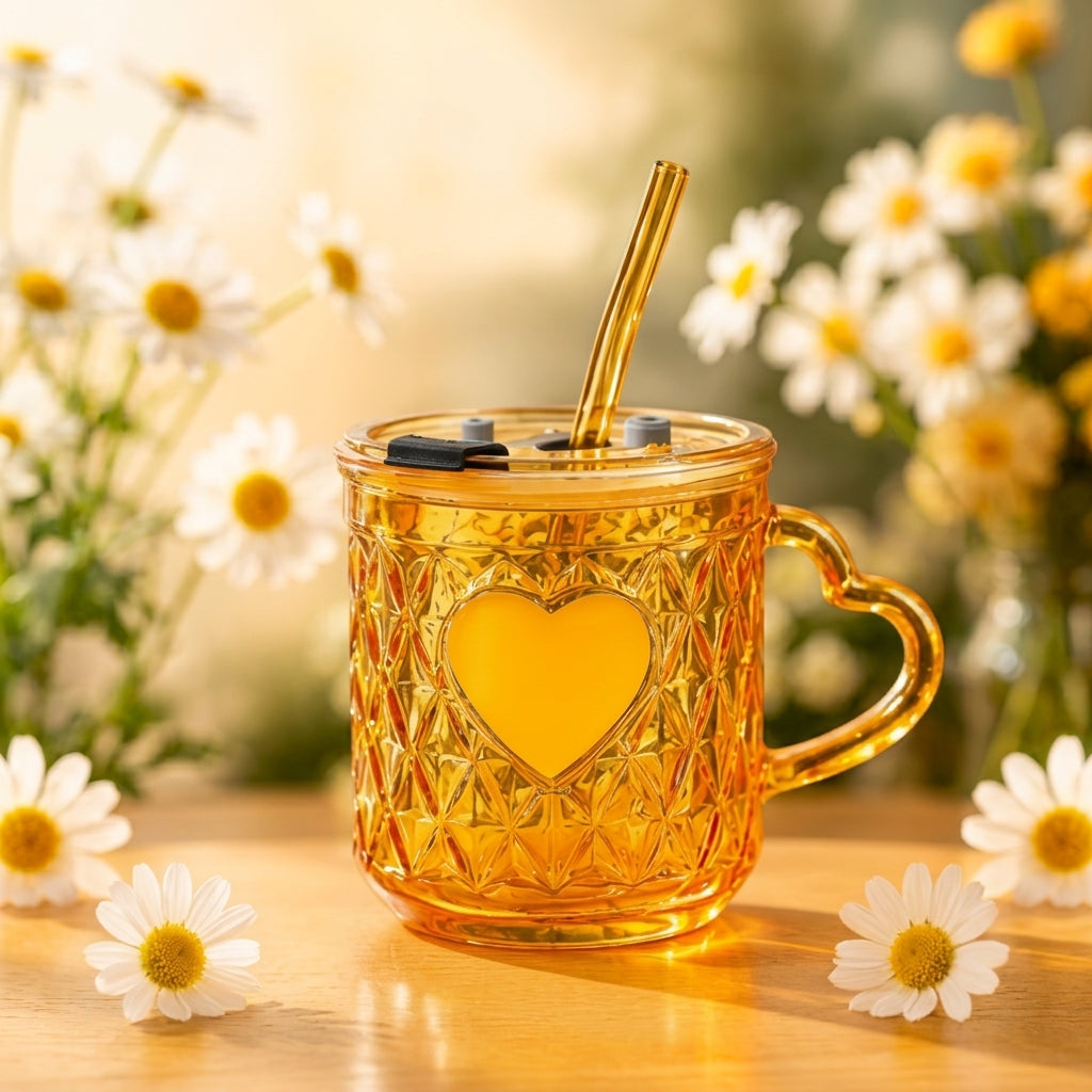 Elegant Heart Shaped Glass Coffee Mug