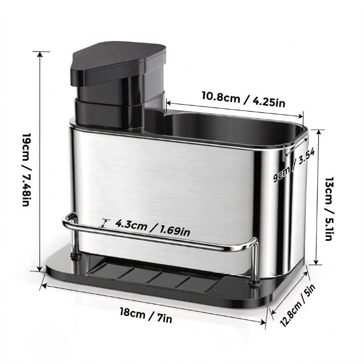 3-in-1 Stainless Steel Kitchen Soap Dispenser