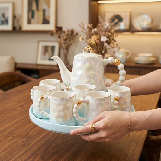 8PCS Luxury Ceramic Tea Set With Tray
