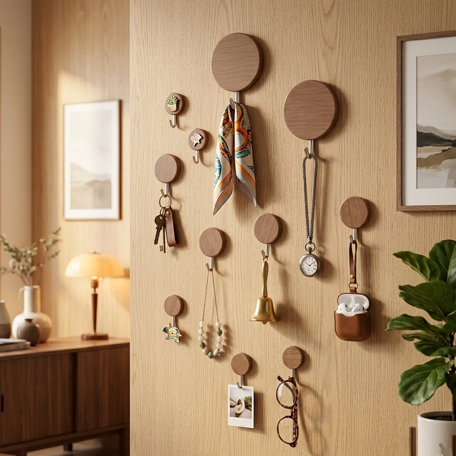 10PC Self Adhesive Wooden Hook