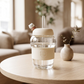 Elegant Bear Glass Cup with Straw