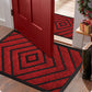 Red Geometric Non Slip Floor Mat