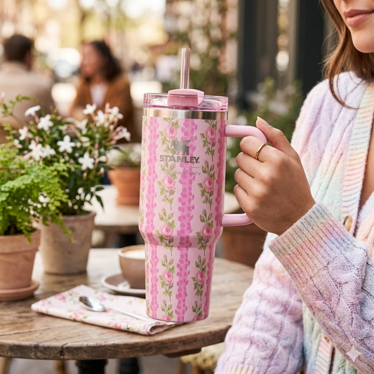 Stainless Steel Flower Printed Tumbler