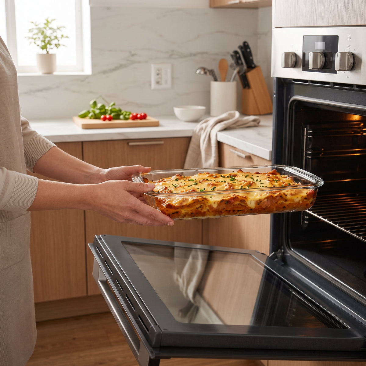 Heat Resistant Glass Bake Dish With Handles