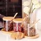 3PCs Glass Spice Jar Set with Wooden Tray