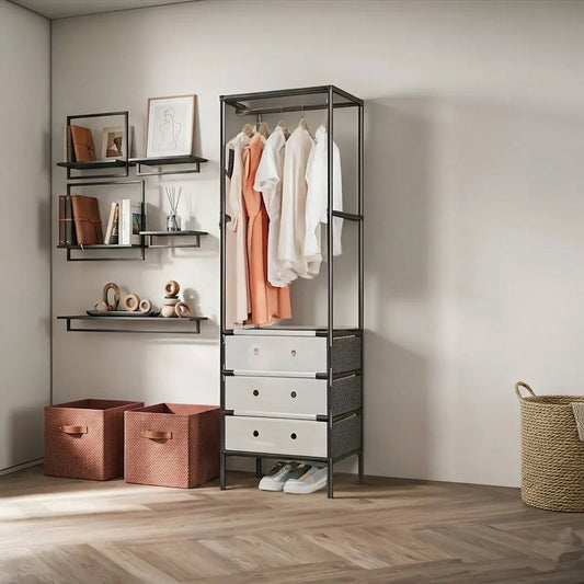 Multi tier Cloth Storage Rack With 3 Drawers