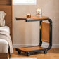 C-Shaped Sofa Side Table With Wheels