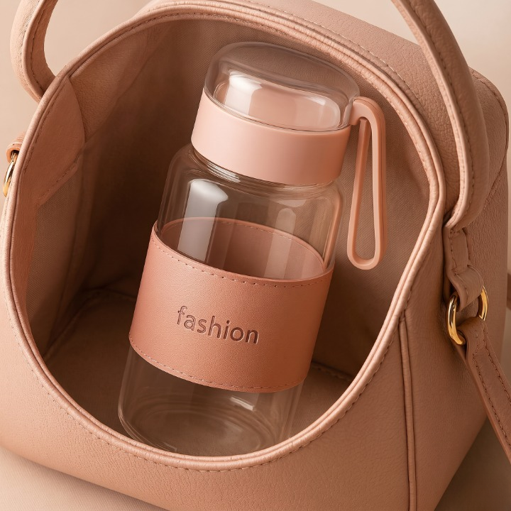 Elegant Double Wall Glass Water Bottle 340ML